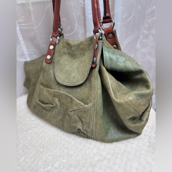 Sundance Olive Green Distressed  Leather Hobo Shoulder Bag - Picture 4 of 15